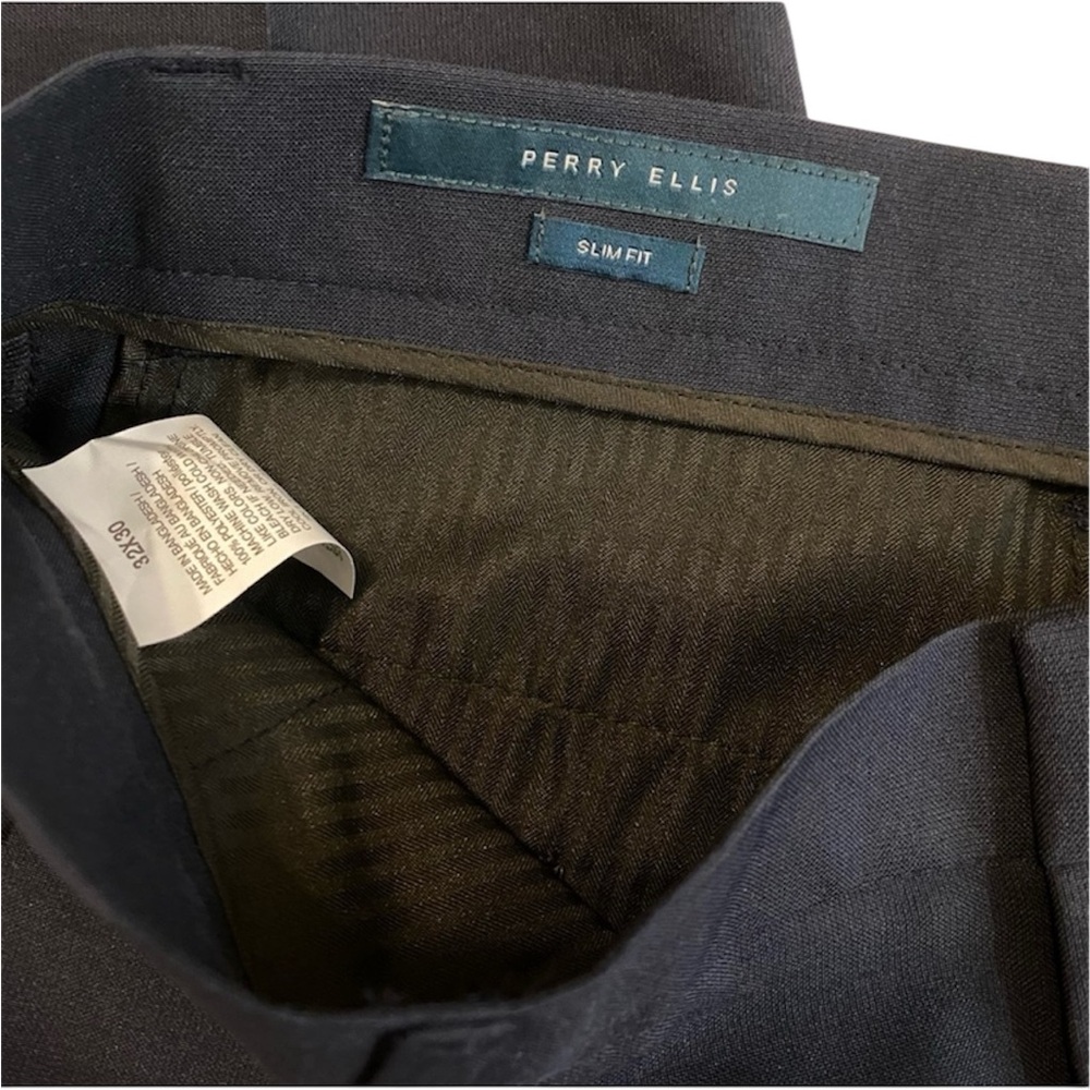 Men’s Perry Ellis Blue Slim Fit Business Trousers Size 32 waist 30 length - Picture 4 of 4